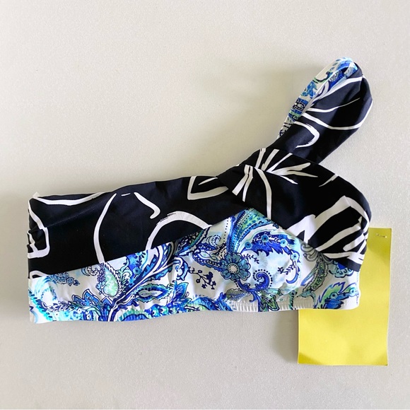 NEW La Blanca one strap swim top in blue/black -Size 6 - Picture 1 of 10